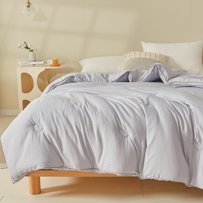 91家纺网 家纺一手货源 找家纺 优雅星家纺 2026新款提花A类原棉大豆纤维被子被芯春秋被冬被供货直播网销 灰色