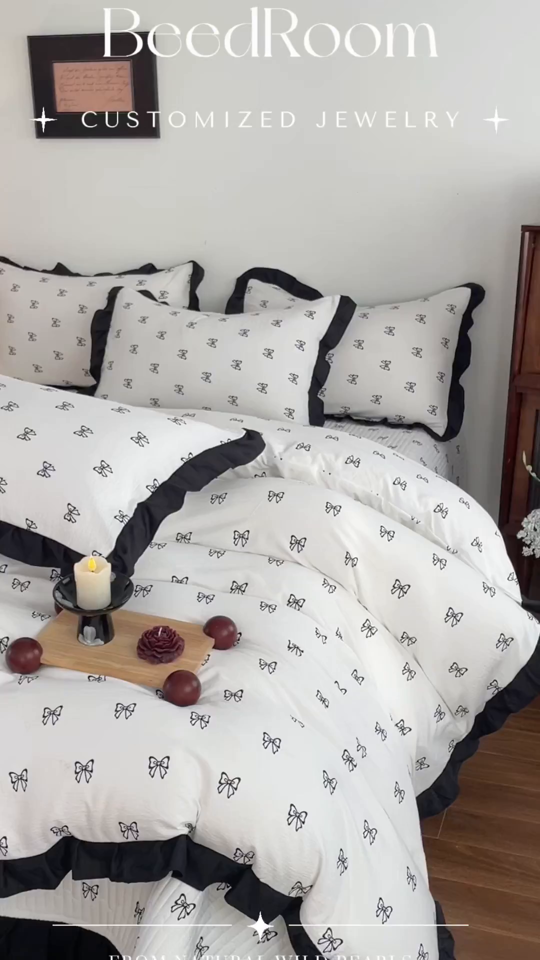 91家纺网 家纺一手货源 找家纺 同田家纺 2026新款云感双层纱花边床盖四件套 床盖-蝴蝶结