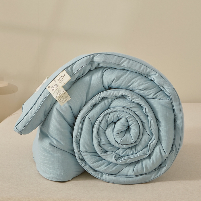 91家纺网 家纺一手货源 找家纺 优雅星家纺 2026新款提花A类原棉大豆纤维被子被芯春秋被冬被供货直播网销 蓝色