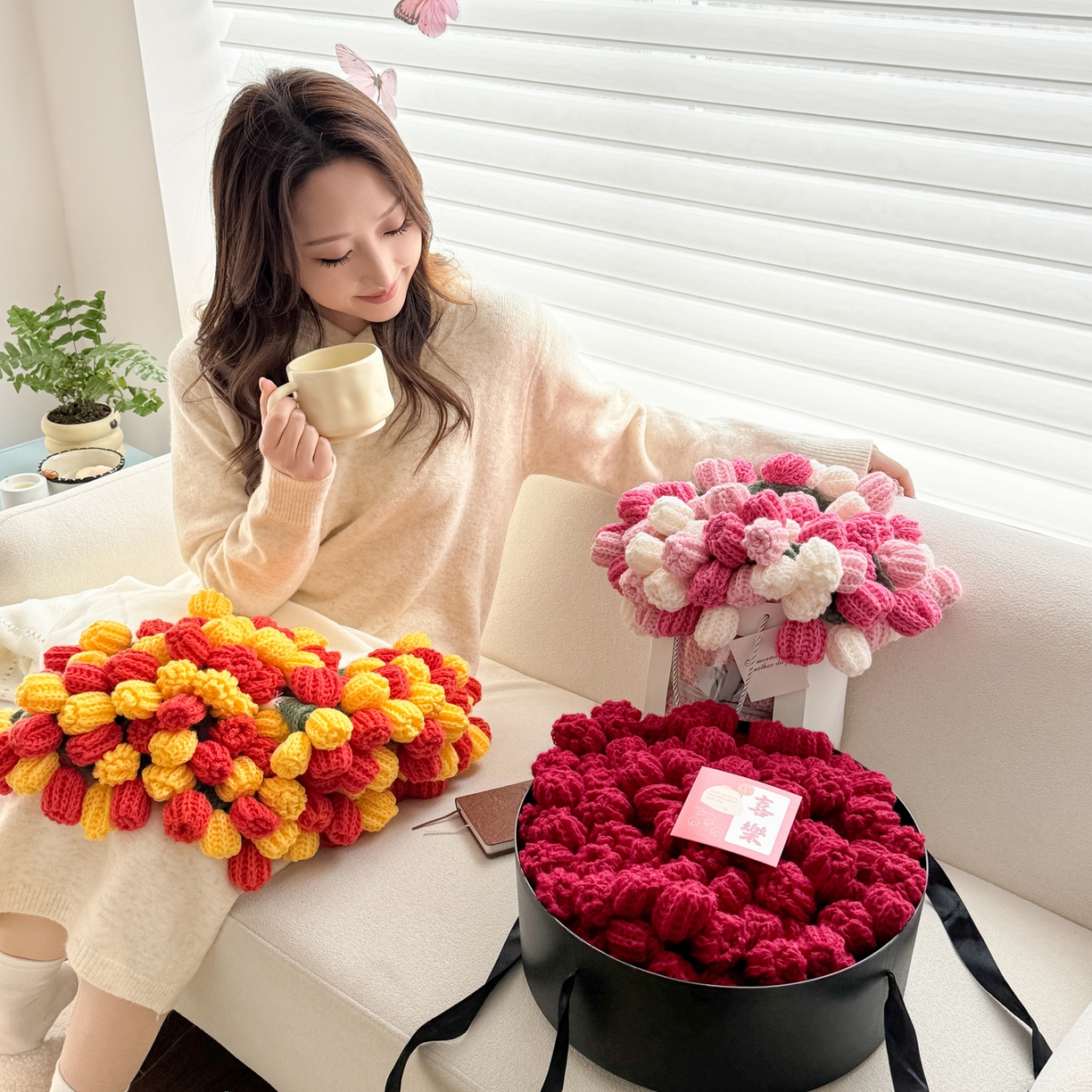 91家纺网 家纺一手货源 找家纺 （总）丹本家纺 2026新款送礼神器网红直播热款玫瑰花束毯多功能毛毯盖毯