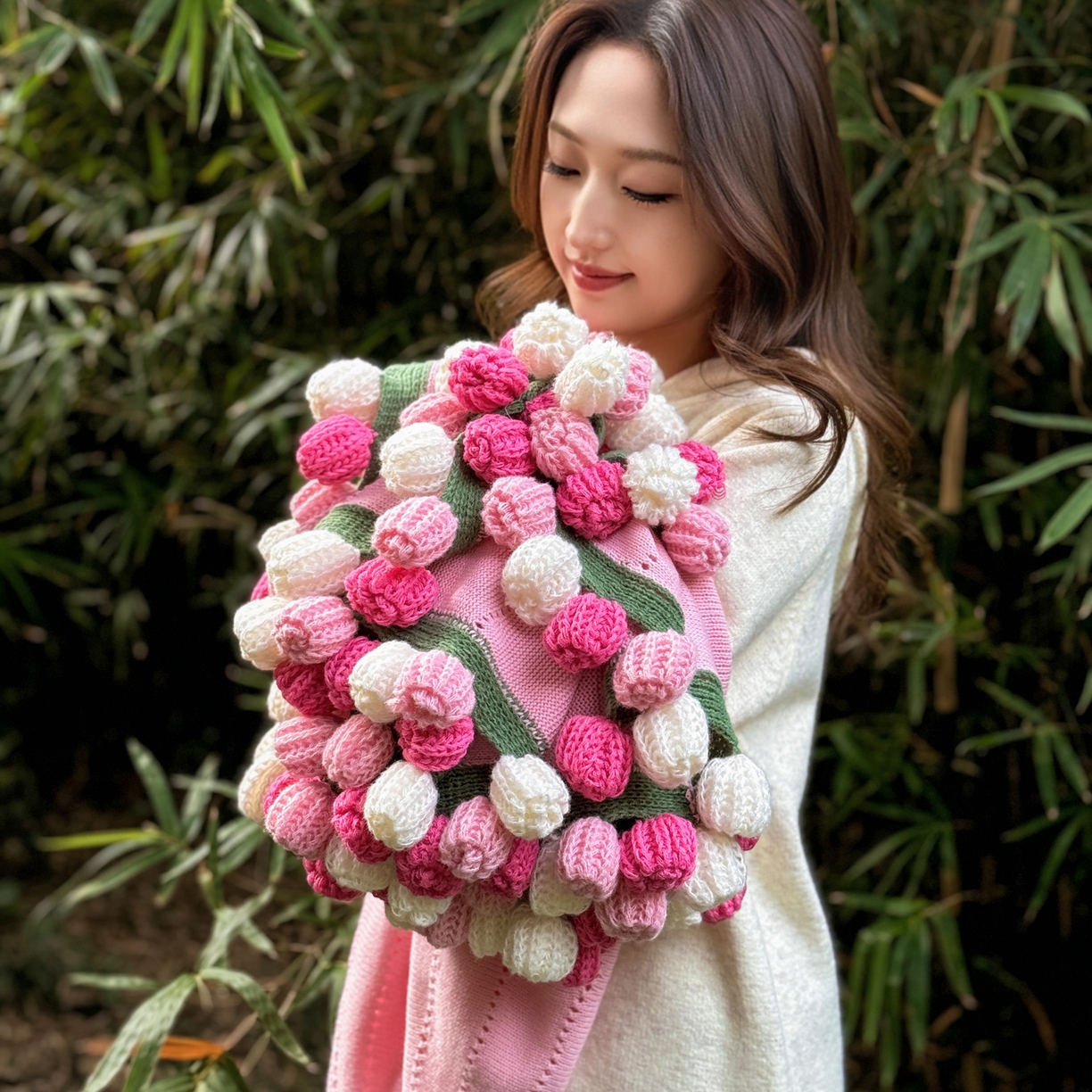 91家纺网 家纺一手货源 找家纺 丹本家纺 2026新款送礼神器网红直播热款玫瑰花束毯多功能毛毯盖毯 永绽花束-粉雾渐变