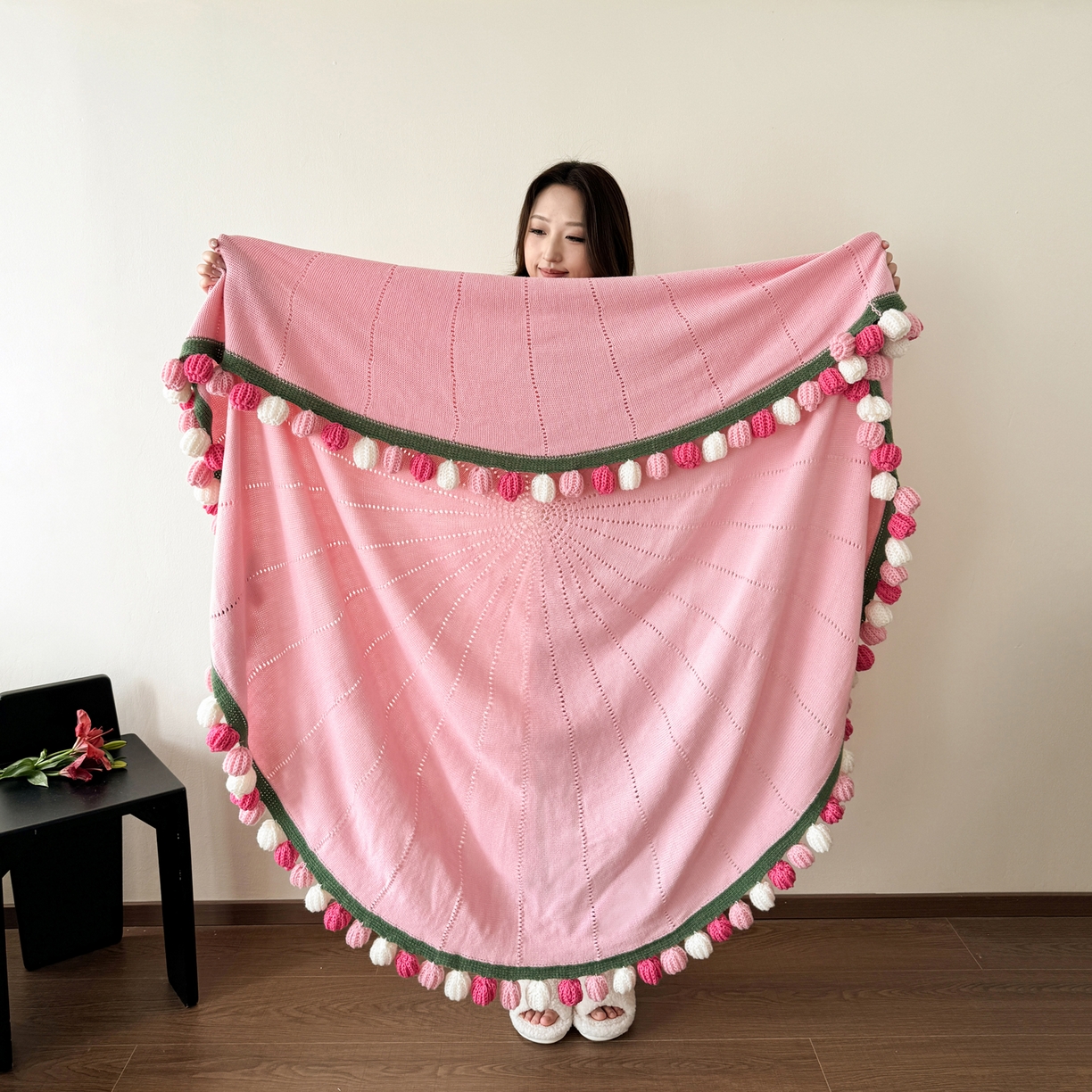 91家纺网 家纺一手货源 找家纺 丹本家纺 2026新款送礼神器网红直播热款玫瑰花束毯多功能毛毯盖毯 永绽花束-粉雾渐变