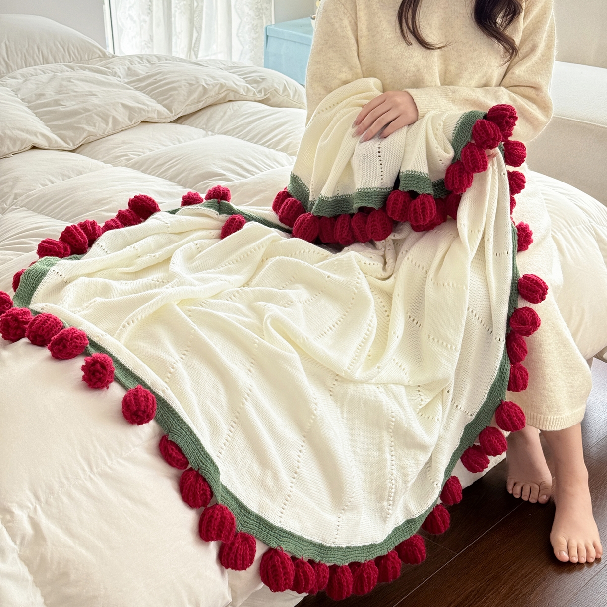 91家纺网 家纺一手货源 找家纺 丹本家纺 2026新款送礼神器网红直播热款玫瑰花束毯多功能毛毯盖毯 永绽花束-炽热纯红