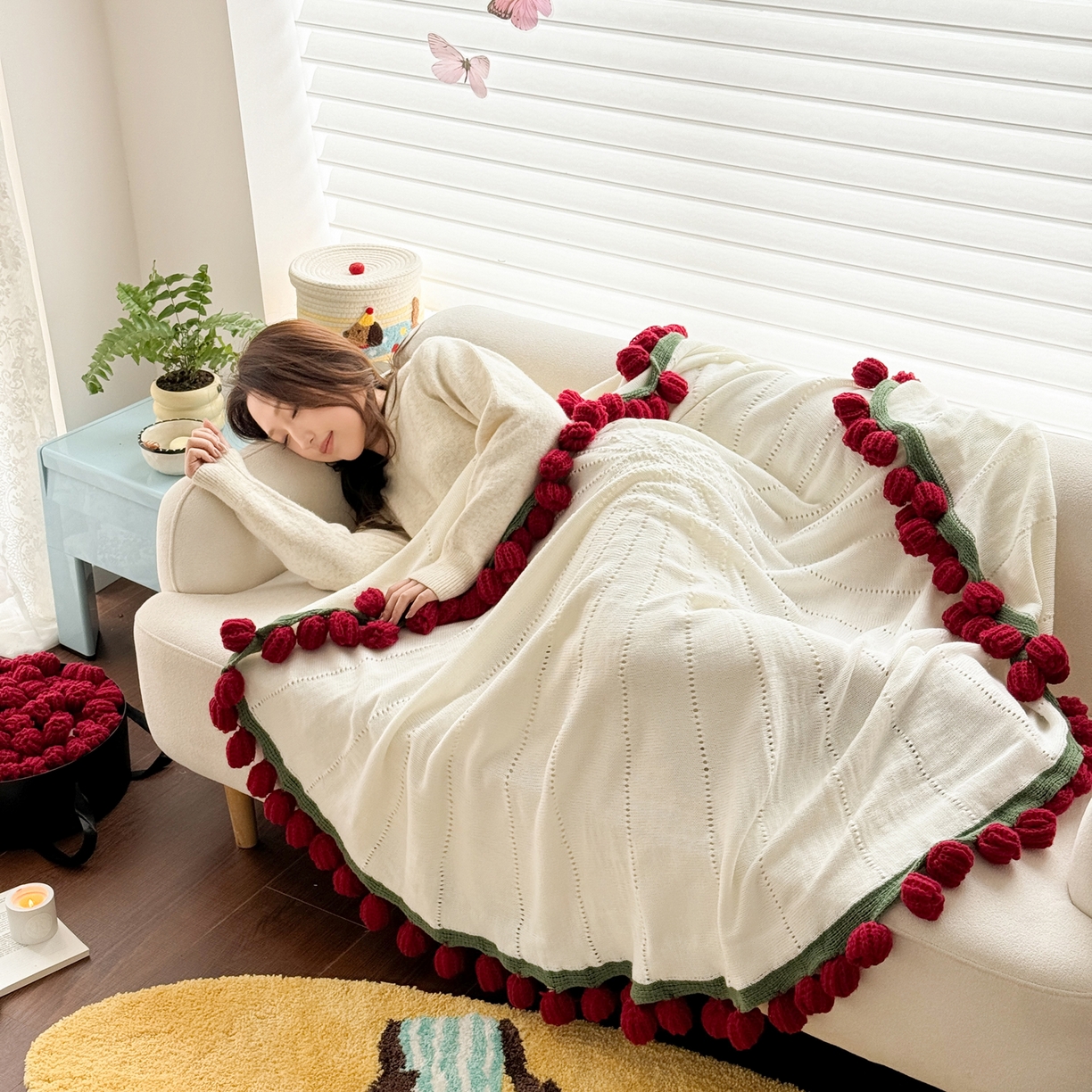 91家纺网 家纺一手货源 找家纺 丹本家纺 2026新款送礼神器网红直播热款玫瑰花束毯多功能毛毯盖毯 永绽花束-炽热纯红