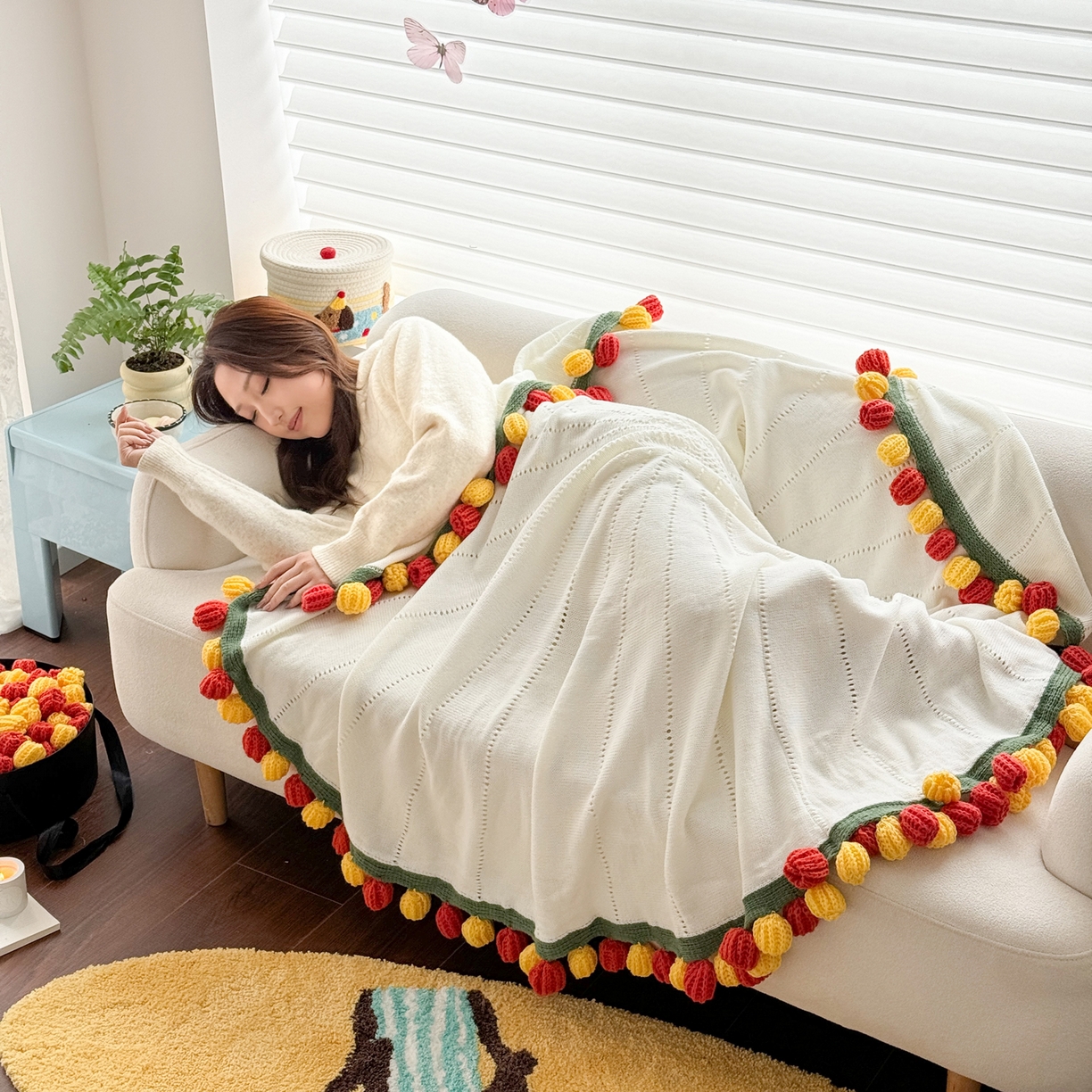 91家纺网 家纺一手货源 找家纺 丹本家纺 2026新款送礼神器网红直播热款玫瑰花束毯多功能毛毯盖毯 永绽花束-落日金红