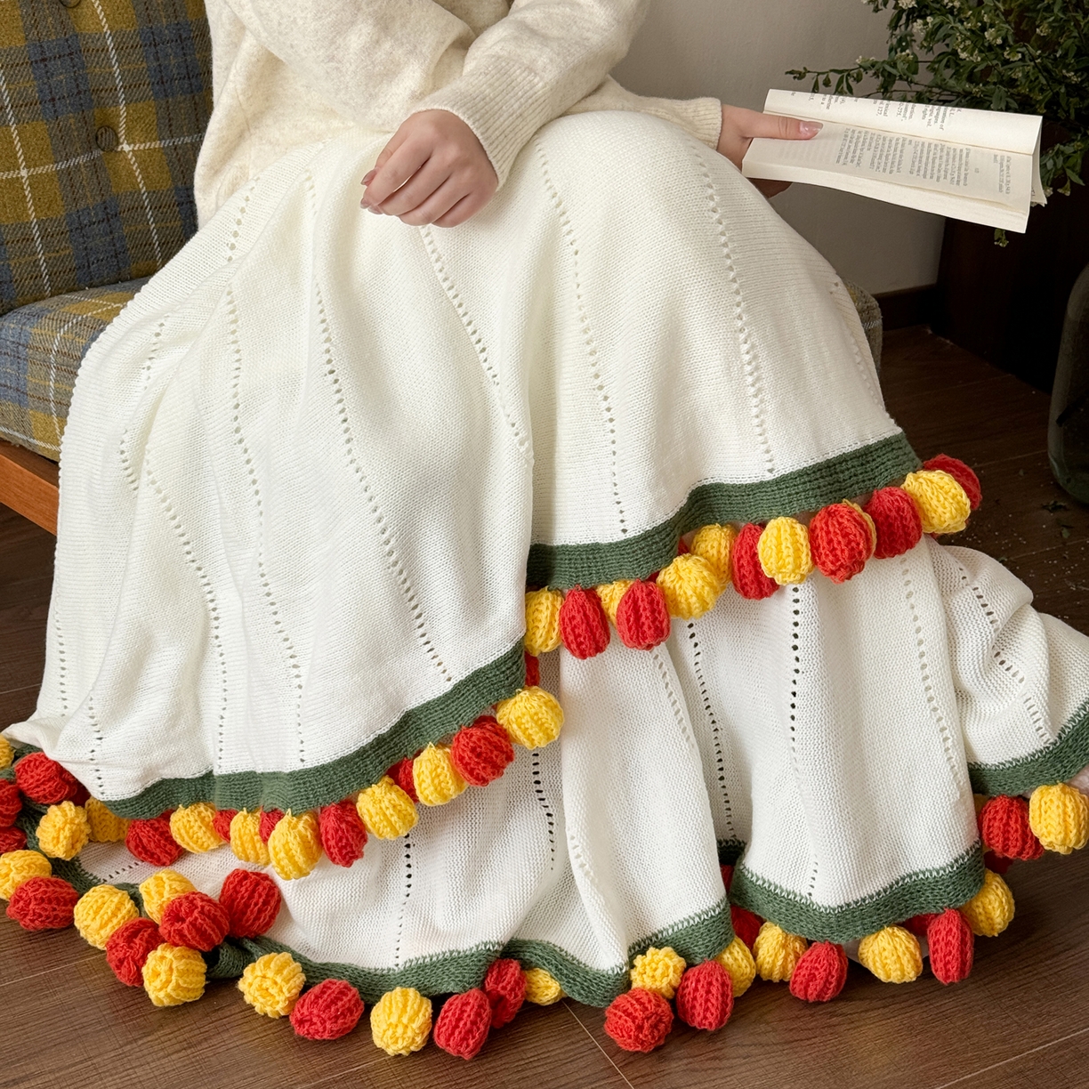 91家纺网 家纺一手货源 找家纺 丹本家纺 2026新款送礼神器网红直播热款玫瑰花束毯多功能毛毯盖毯 永绽花束-落日金红