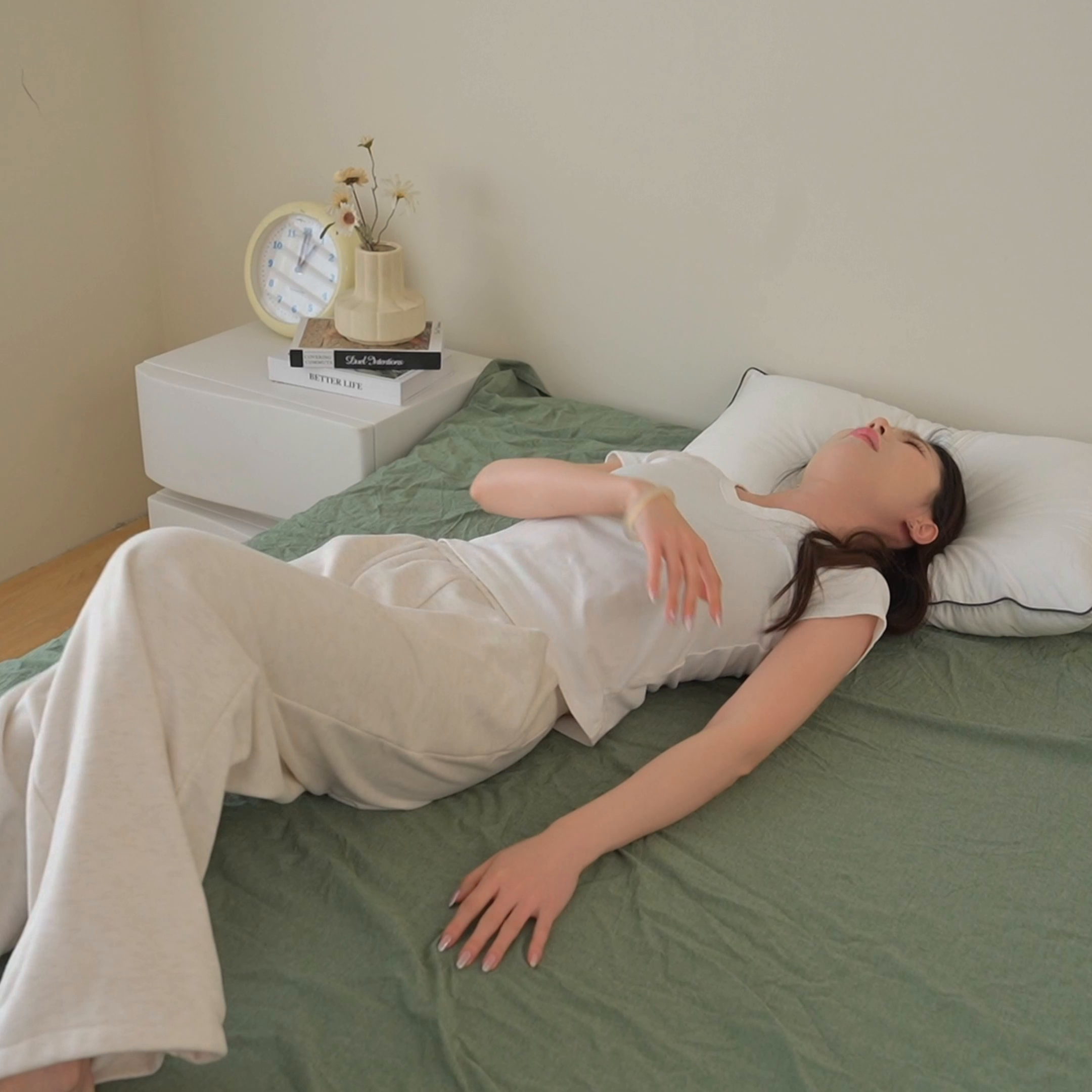 91家纺网 家纺一手货源 找家纺 雯豆家纺 2026春夏新款PE中分子豆豆凉席平铺席子三件套可水洗-墨蝶 墨蝶-绿