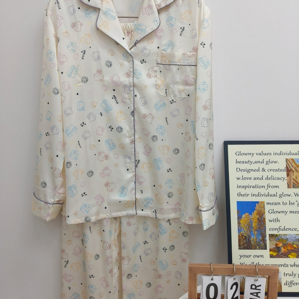 91家纺网 家纺一手货源 找家纺 （总）妍景家居生活馆 2026春夏新款冰雪丝-白色礼物KT家居服