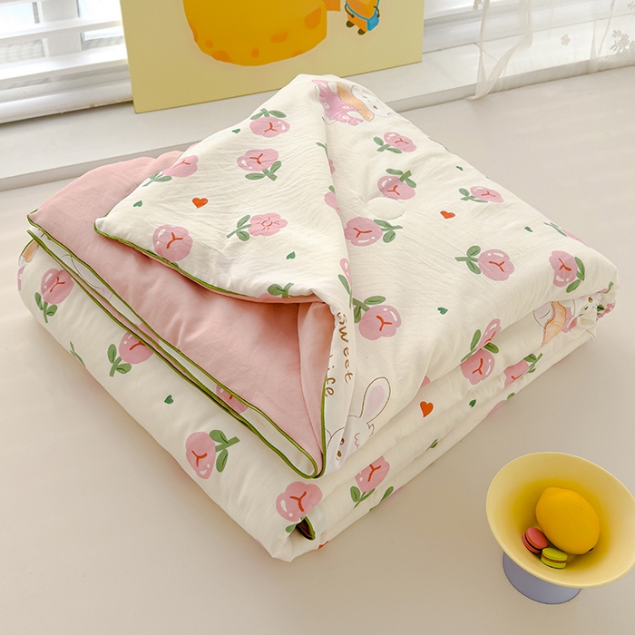 91家纺网 家纺一手货源 找家纺 桔禾家纺 2026水洗皱皱纱夏被  曼塔玫瑰