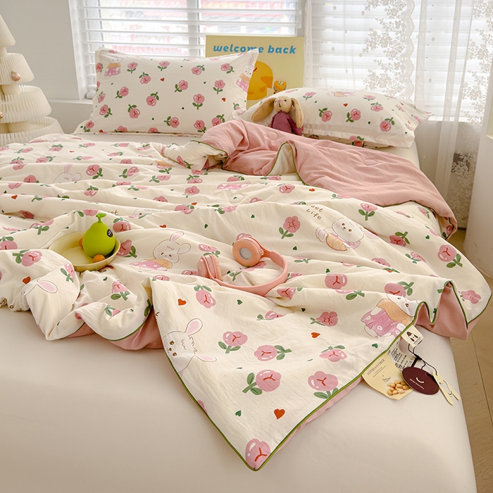 91家纺网 家纺一手货源 找家纺 桔禾家纺 2026水洗皱皱纱夏被  曼塔玫瑰