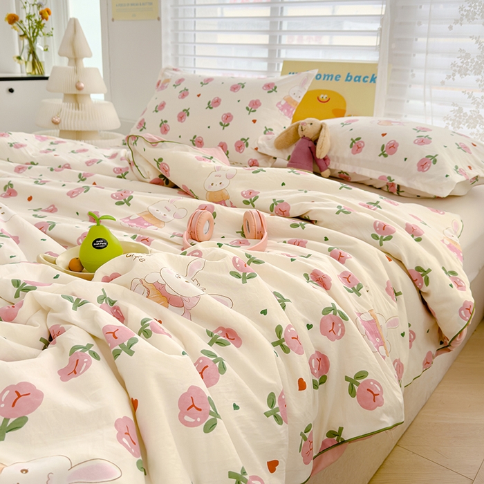 91家纺网 家纺一手货源 找家纺 桔禾家纺 2026水洗皱皱纱夏被  曼塔玫瑰