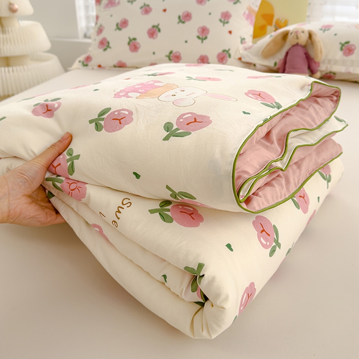 91家纺网 家纺一手货源 找家纺 桔禾家纺 2026水洗皱皱纱夏被  曼塔玫瑰