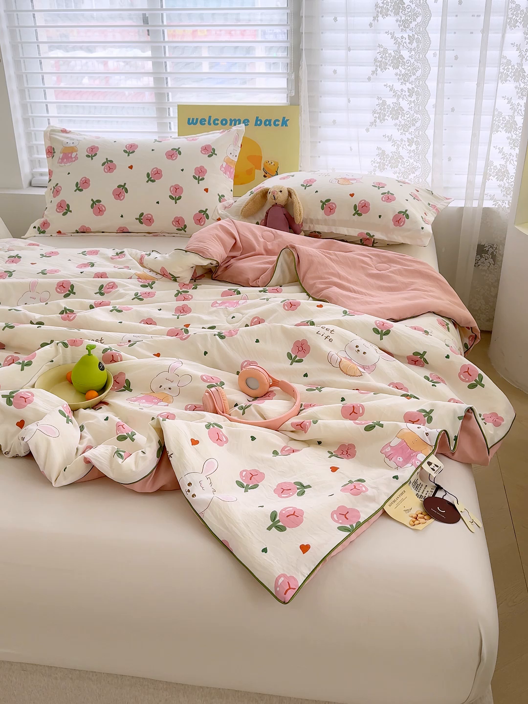 91家纺网 家纺一手货源 找家纺 桔禾家纺 2026水洗皱皱纱夏被  曼塔玫瑰