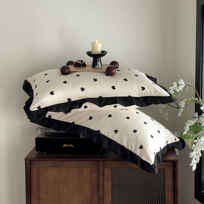 91家纺网 家纺一手货源 找家纺 同田家纺 2026新款云感双层纱花边床盖四件套 床盖-小爱心