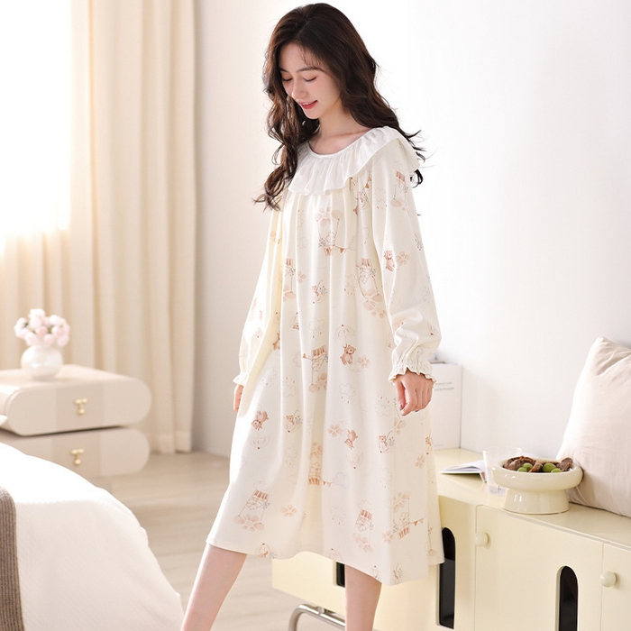 91家纺网 家纺一手货源 找家纺 （总）洛兰沙家居馆 新款纯棉拉架月子待产裙春季孕妇吸汗透气产后甜美可爱月子裙