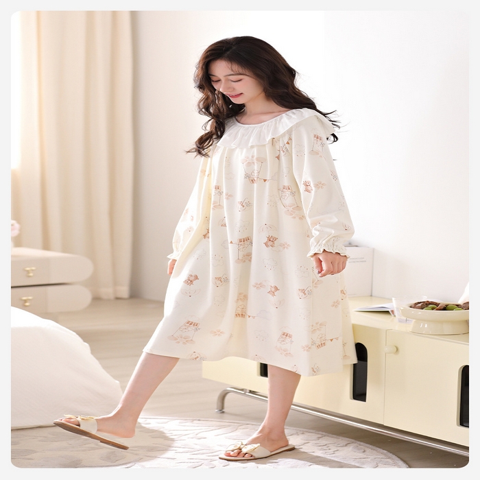 91家纺网 家纺一手货源 找家纺 （总）洛兰沙家居馆 新款纯棉拉架月子待产裙春季孕妇吸汗透气产后甜美可爱月子裙