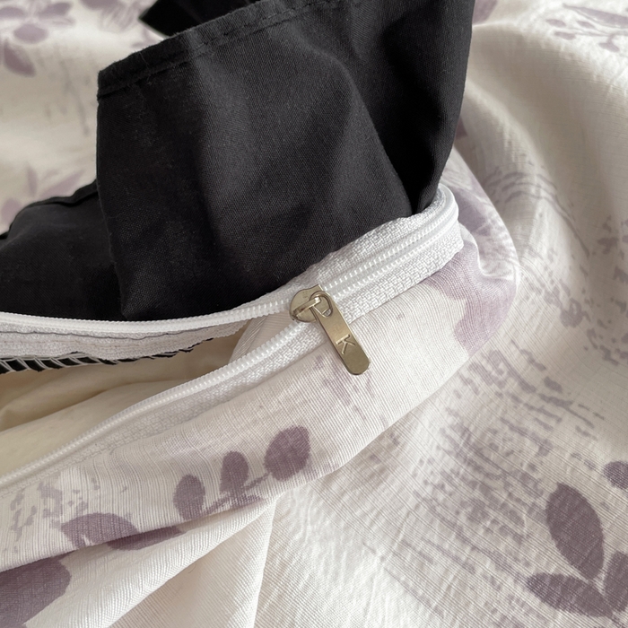 91家纺网 家纺一手货源 找家纺 同田家纺 2026新款云感双层纱花边床盖四件套 床盖-紫影花