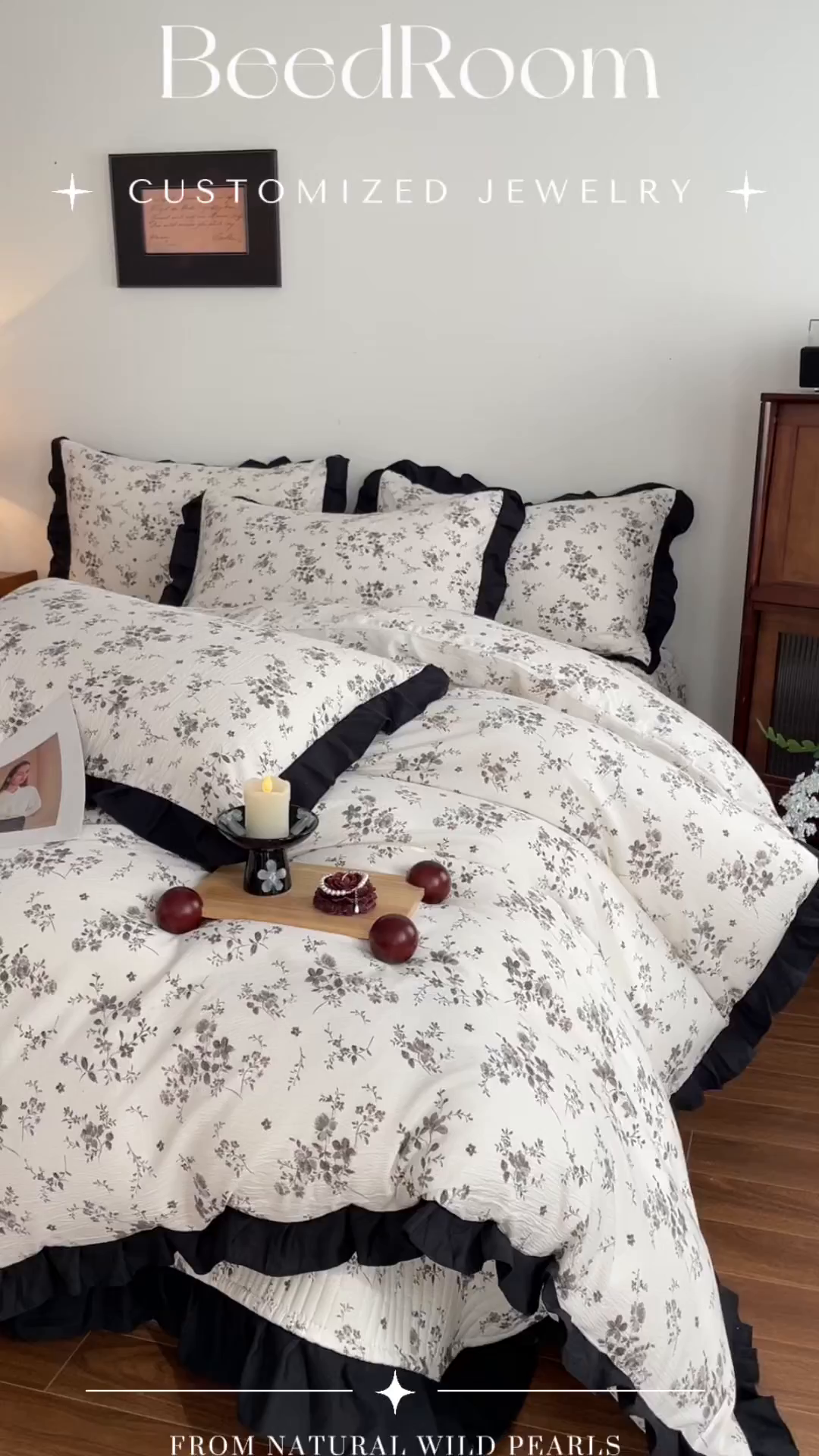 91家纺网 家纺一手货源 找家纺 同田家纺 2026新款云感双层纱花边床盖四件套 床盖-紫影花