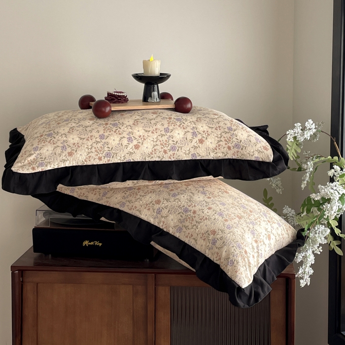 91家纺网 家纺一手货源 找家纺 同田家纺 2026新款云感双层纱花边床盖四件套 床盖-紫韵白