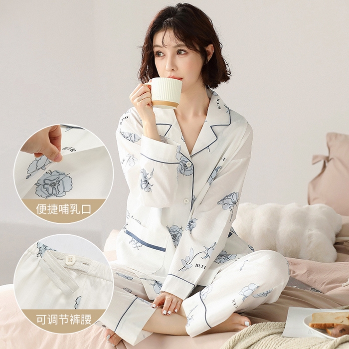 （总）洛兰沙家居馆 26年春秋开衫沙罗布月子服批发孕妇产前产后甜美喂奶哺乳衣