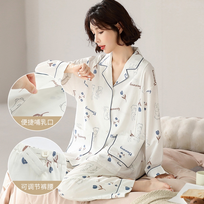 91家纺网 家纺一手货源 找家纺 （总）洛兰沙家居馆 26年春秋开衫沙罗布月子服批发孕妇产前产后甜美喂奶哺乳衣