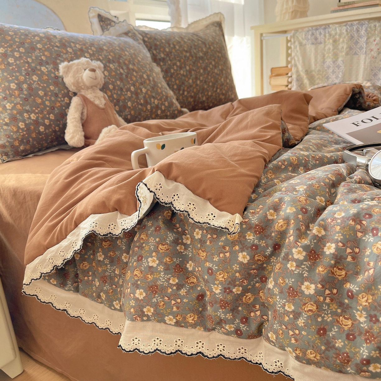 91家纺网 家纺一手货源 找家纺 （总）宝士康家纺 2026新款10A抗菌全棉黑色花边云朵棉单夏被/夏被四件套