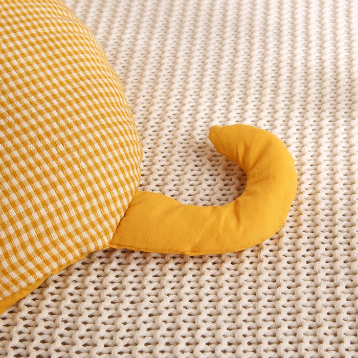 91家纺网 家纺一手货源 找家纺 蔻眠 泡芙猫-全棉双层纱刺绣荞麦护颈枕头儿童卡通枕芯 泡芙猫-黄