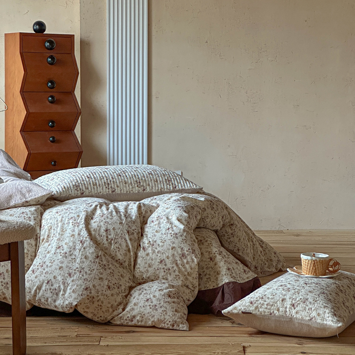 91家纺网 家纺一手货源 找家纺 孑寐家纺 2026新款亲肤舒适全棉棉麻床盖四件套 春日絮语