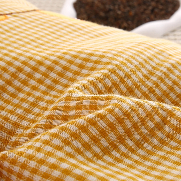 91家纺网 家纺一手货源 找家纺 蔻眠 泡芙猫-全棉双层纱刺绣荞麦护颈枕头儿童卡通枕芯 泡芙猫-黄