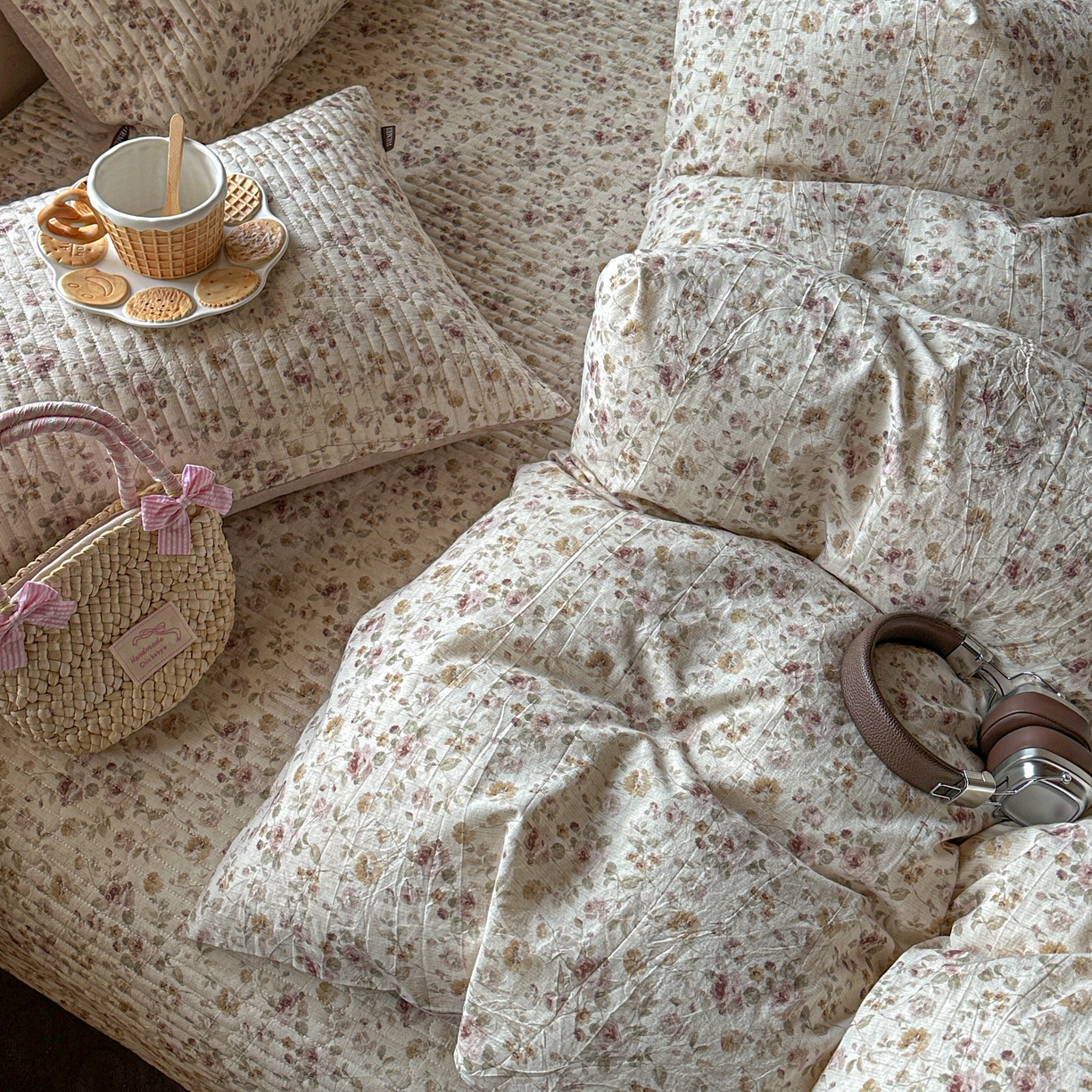 91家纺网 家纺一手货源 找家纺 孑寐家纺 2026新款亲肤舒适全棉棉麻床盖四件套 春日絮语