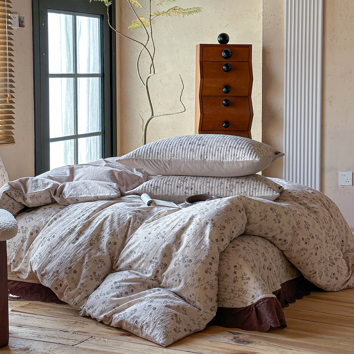 91家纺网 家纺一手货源 找家纺 孑寐家纺 2026新款亲肤舒适全棉棉麻床盖四件套 红唇之吻