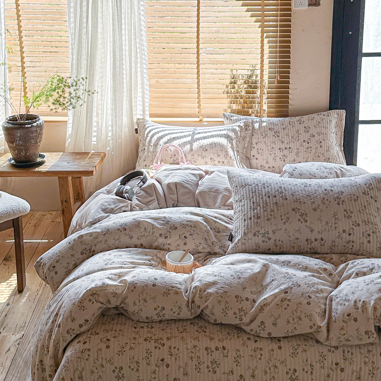 91家纺网 家纺一手货源 找家纺 孑寐家纺 2026新款亲肤舒适全棉棉麻床盖四件套 红唇之吻