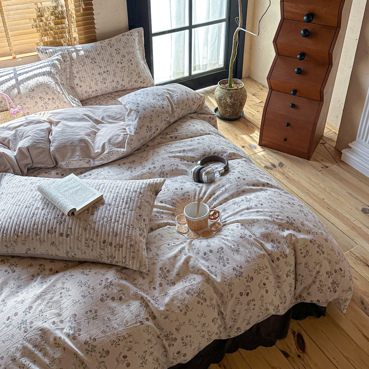 91家纺网 家纺一手货源 找家纺 孑寐家纺 2026新款亲肤舒适全棉棉麻床盖四件套 红唇之吻