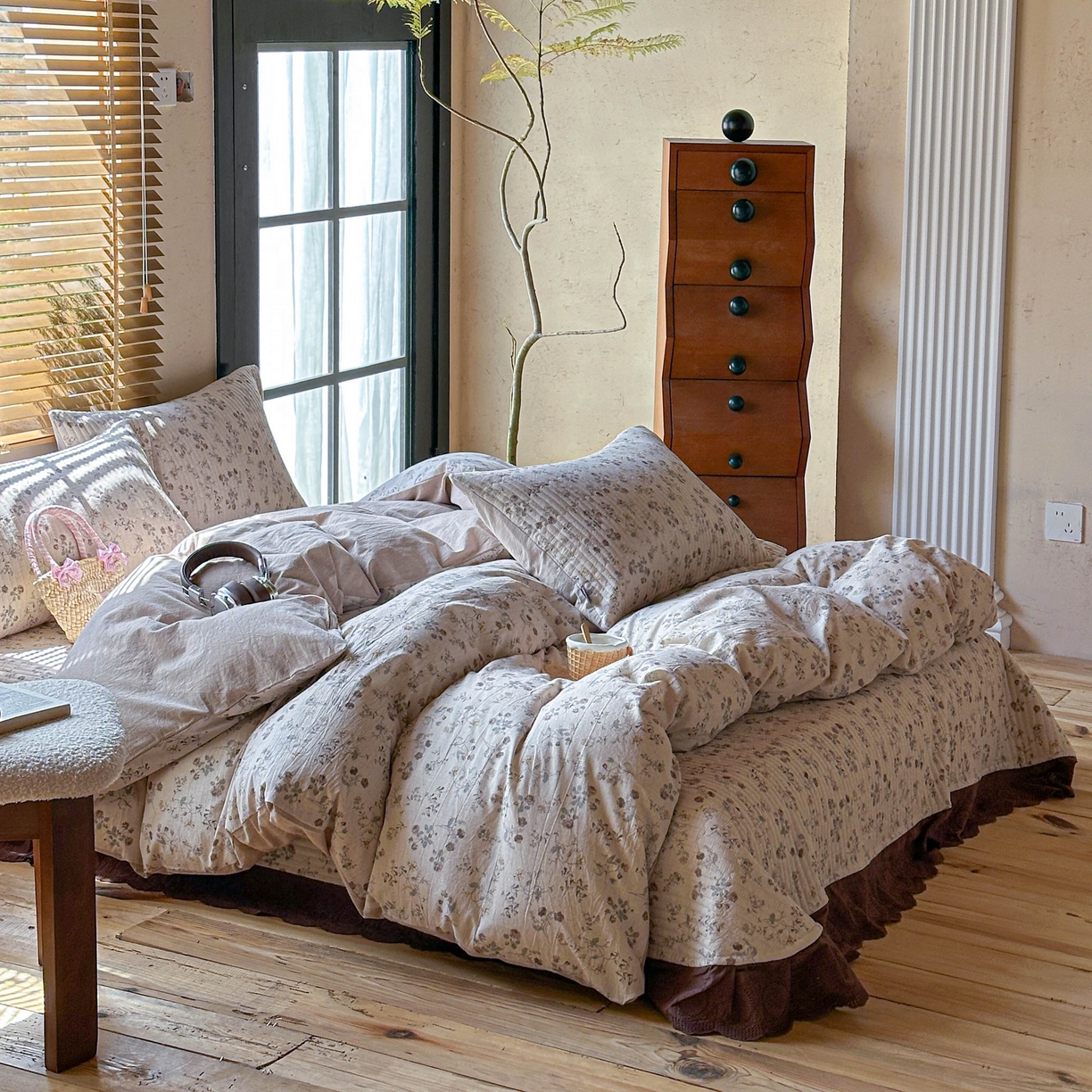 91家纺网 家纺一手货源 找家纺 孑寐家纺 2026新款亲肤舒适全棉棉麻床盖四件套 红唇之吻