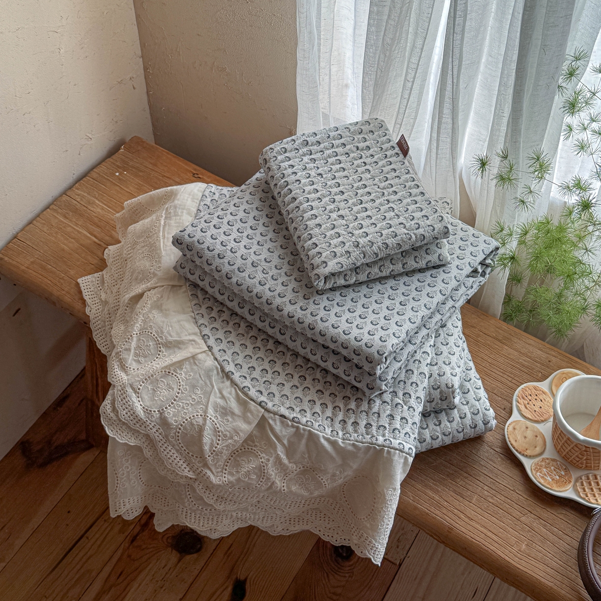 91家纺网 家纺一手货源 找家纺 孑寐家纺 2026新款亲肤舒适全棉棉麻床盖四件套 花里行间