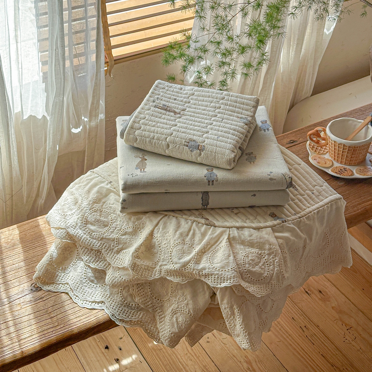 孑寐家纺 2026新款亲肤舒适全棉棉麻床盖四件套 假日乐园