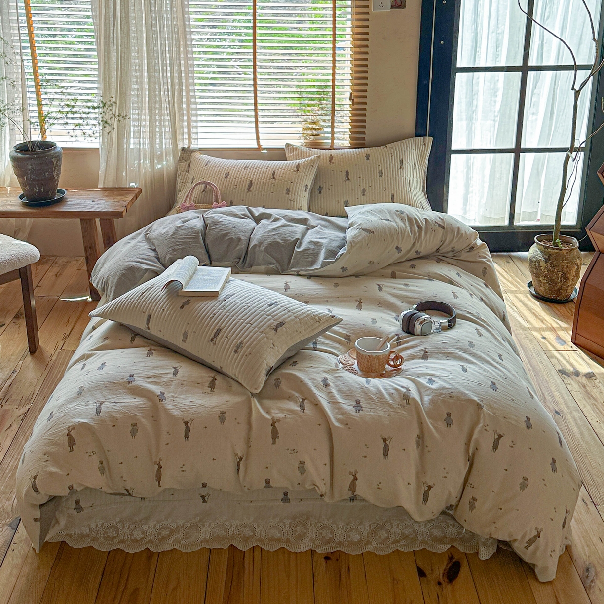 91家纺网 家纺一手货源 找家纺 孑寐家纺 2026新款亲肤舒适全棉棉麻床盖四件套 假日乐园