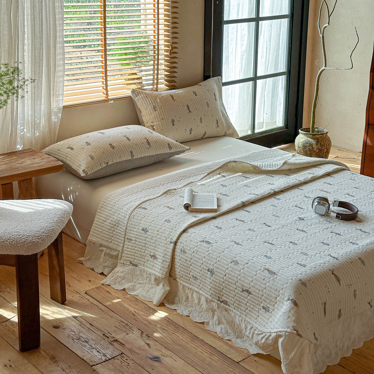 91家纺网 家纺一手货源 找家纺 孑寐家纺 2026新款亲肤舒适全棉棉麻床盖四件套 假日乐园