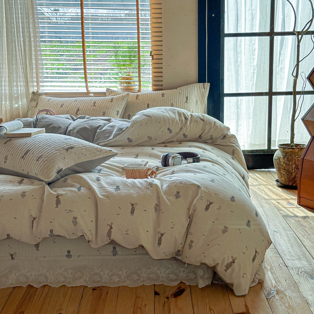 91家纺网 家纺一手货源 找家纺 孑寐家纺 2026新款亲肤舒适全棉棉麻床盖四件套 假日乐园