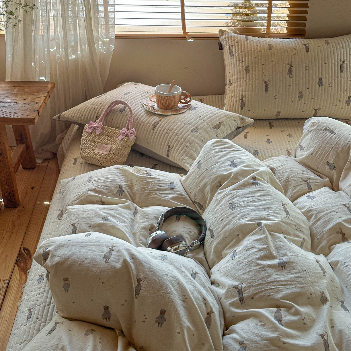 91家纺网 家纺一手货源 找家纺 孑寐家纺 2026新款亲肤舒适全棉棉麻床盖四件套 假日乐园