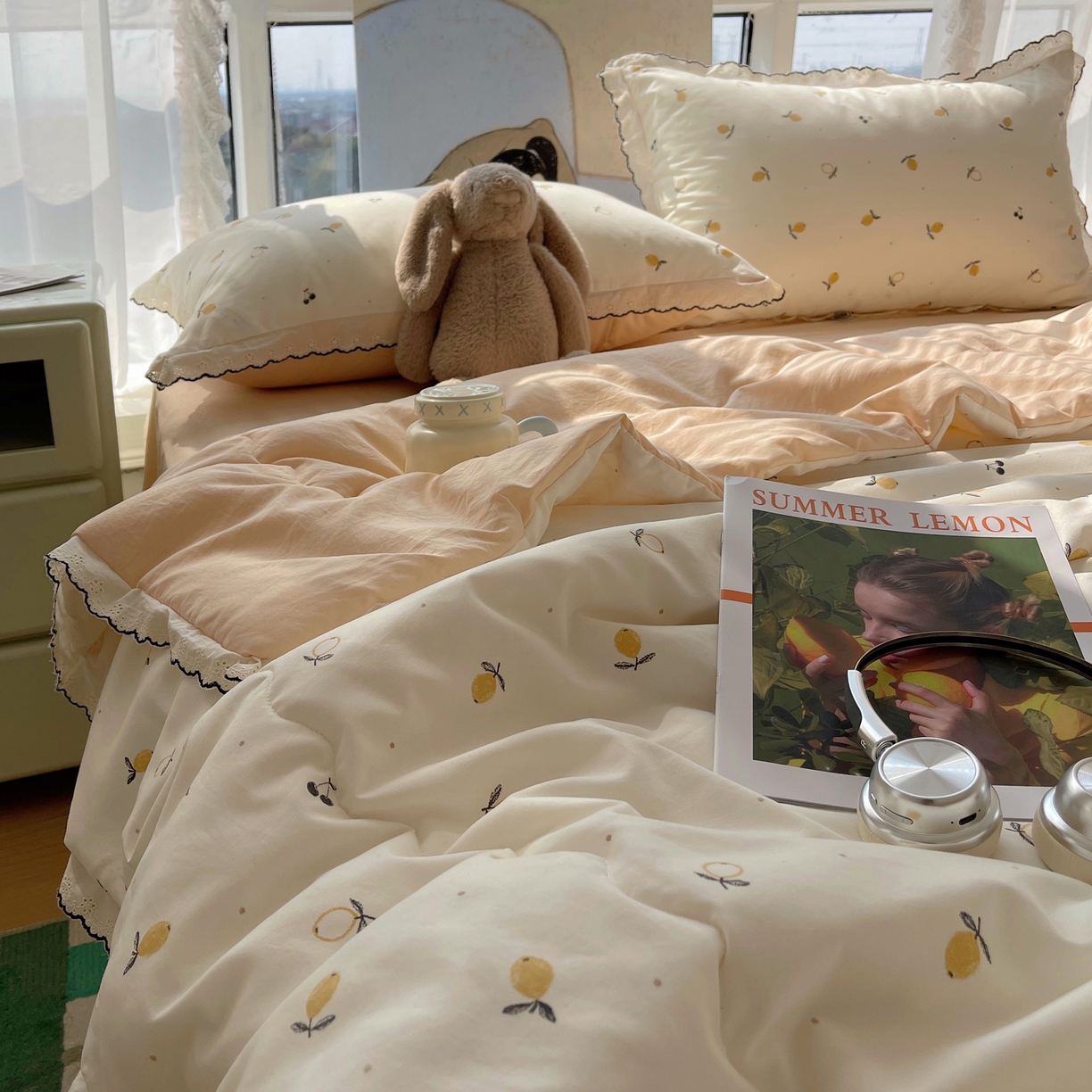 91家纺网 家纺一手货源 找家纺 （总）宝士康家纺 2026新款10A抗菌全棉黑色花边云朵棉单夏被/夏被四件套