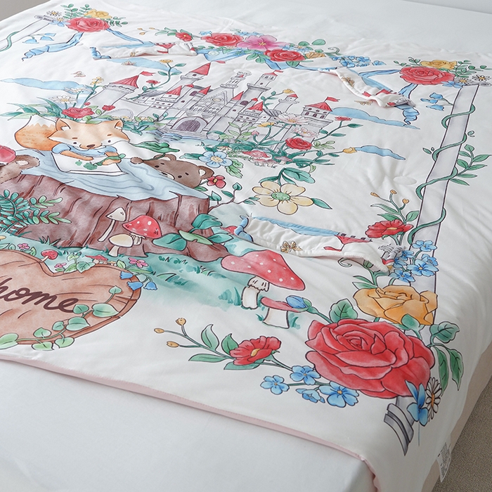 91家纺网 家纺一手货源 找家纺 小燕燕家纺  2026年新款儿童春夏款a类空调被夏凉被双温被宝宝防踢被锦氨凉感拥抱被 童话小派对