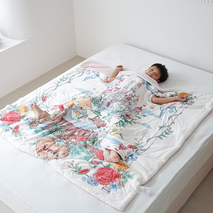 91家纺网 家纺一手货源 找家纺 小燕燕家纺  2026年新款儿童春夏款a类空调被夏凉被双温被宝宝防踢被锦氨凉感拥抱被 童话小派对