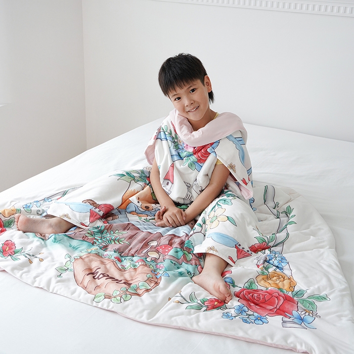 91家纺网 家纺一手货源 找家纺 小燕燕家纺  2026年新款儿童春夏款a类空调被夏凉被双温被宝宝防踢被锦氨凉感拥抱被 童话小派对