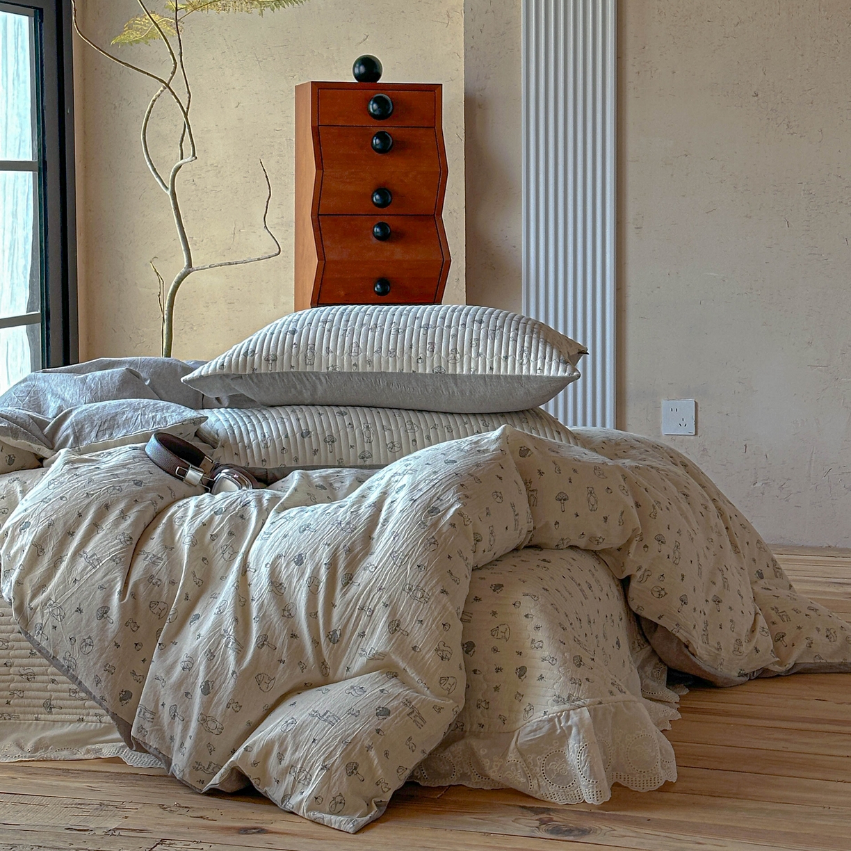 91家纺网 家纺一手货源 找家纺 孑寐家纺 2026新款亲肤舒适全棉棉麻床盖四件套 奇妙森林