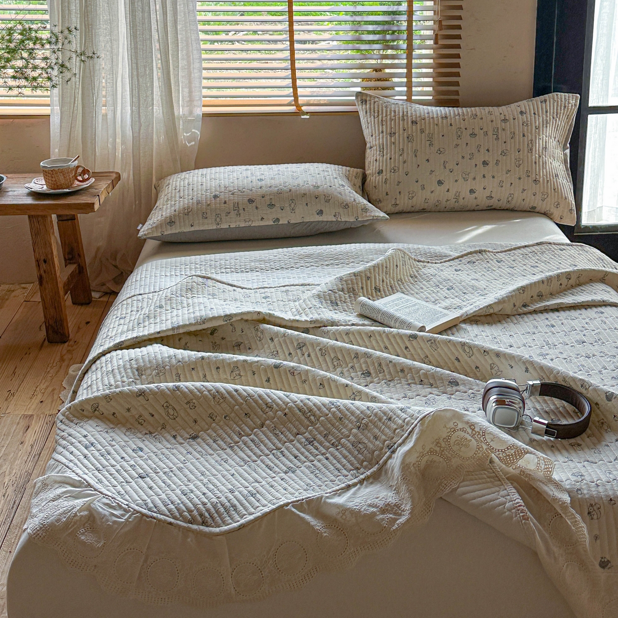 91家纺网 家纺一手货源 找家纺 孑寐家纺 2026新款亲肤舒适全棉棉麻床盖四件套 奇妙森林