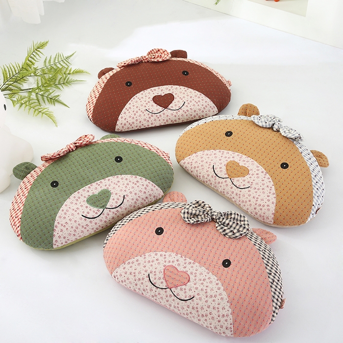 91家纺网 家纺一手货源 找家纺 蔻眠 可爱小羊-凉感丝凉豆豆猫肚记忆枕儿童枕芯学生护颈枕头 可爱小羊-橘红