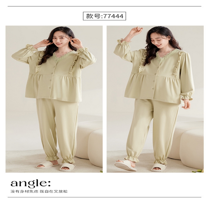 91家纺网 家纺一手货源 找家纺 （总）洛兰沙家居馆 新款纯棉甜美哺乳家居服春夏季孕产妇长袖休闲舒适翻领月子服