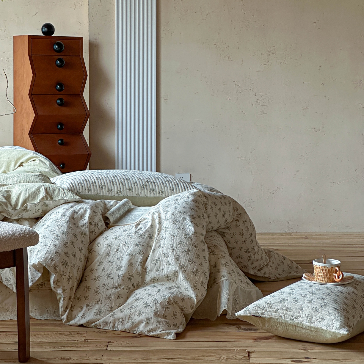 91家纺网 家纺一手货源 找家纺 孑寐家纺 2026新款亲肤舒适全棉棉麻床盖四件套 清风蝶语