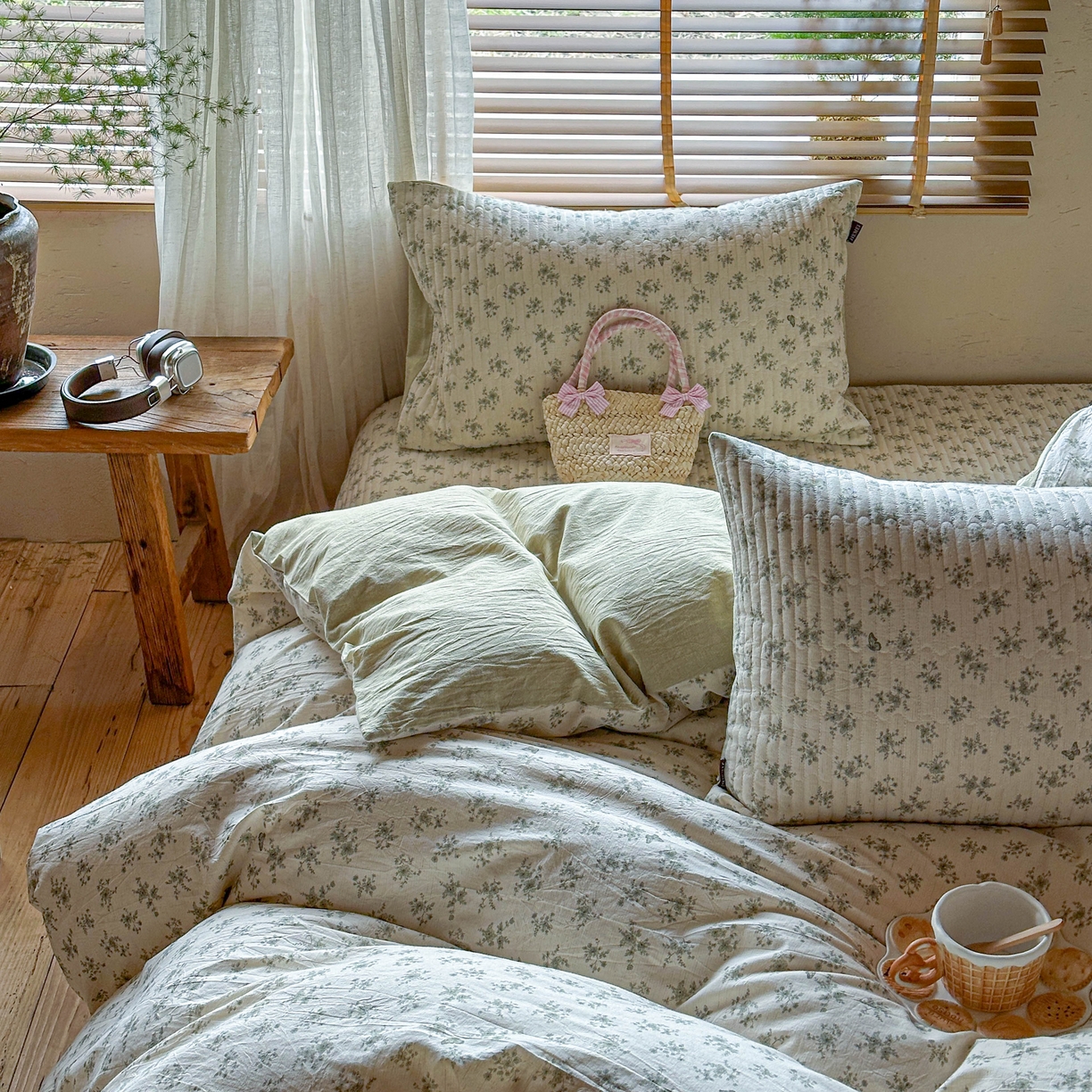 91家纺网 家纺一手货源 找家纺 孑寐家纺 2026新款亲肤舒适全棉棉麻床盖四件套 清风蝶语